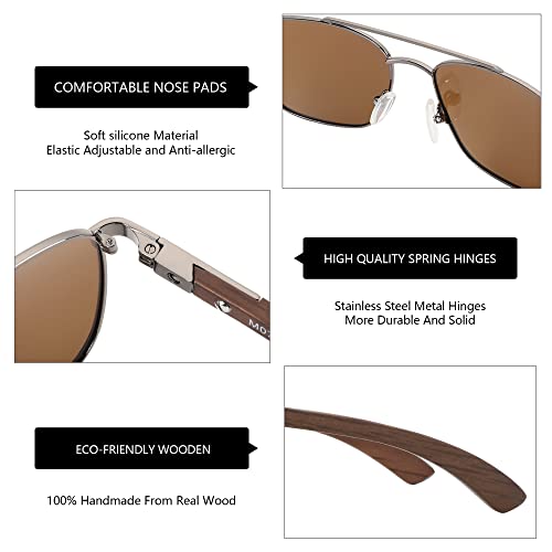 ZENOTTIC Aviator Wood Polarized Sunglasses for Men 100% UV Protection Fishing Driving Golf - Image 5