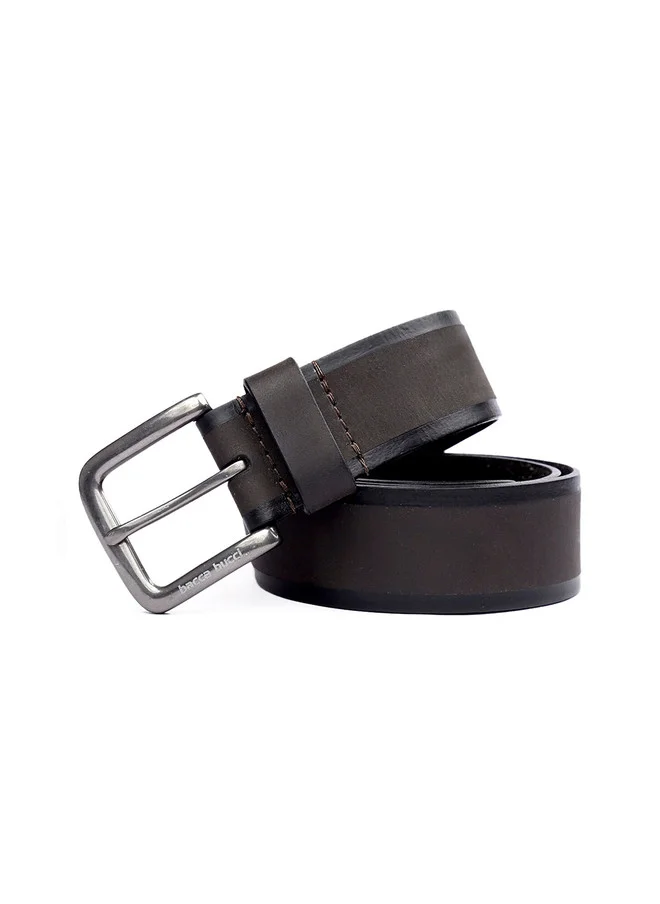 Bacca Bucci Grey Men's Brown Leather Slim Belt with Tang Closure for Men | Best Price UAE