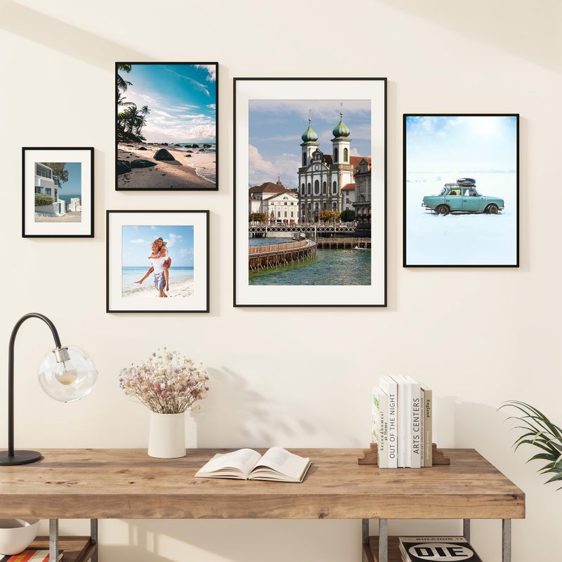 RICHFOCUS 11x14 Picture Frame with Mat for 8x10|11 x 14 Modern Photo Frame Black|11x14 Metal Aluminum Frames for Wall Mounting|Hanging Hardwares Included  Set of 1 - Image 1