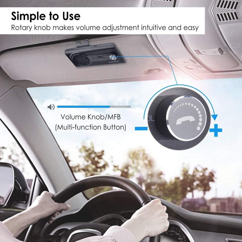 Avantree CK11 - Hands Free Bluetooth 5.0 Car Kit, 3W Speakerphone with Visor Clip, Supports Siri Assistant, Motion Auto On, Volume Knob, Wireless in-Car Handsfree Speaker for Cell Phone - Titanium - Image 4