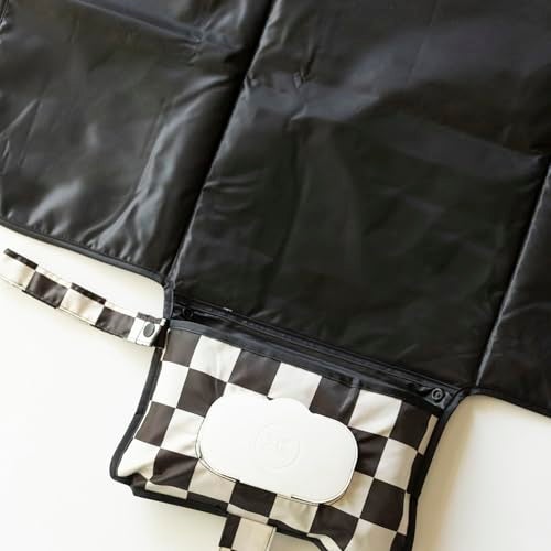 Tiny Twinkle Portable Diaper Changing Pad – Foldable, Waterproof & Compact Travel Changing Mat with Storage | Smart Wipes Pocket for On-The-Go Parents(Black Checkers) - Image 5