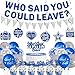 Roetyce Farewell Party Decorations Blue Silver Who Said You Could Leave Banner Cake Toppers Balloons Hanging Swirls Going Away Retirement Leaving Party Decorations Coworker Goodbye Party Supplies - Image 3