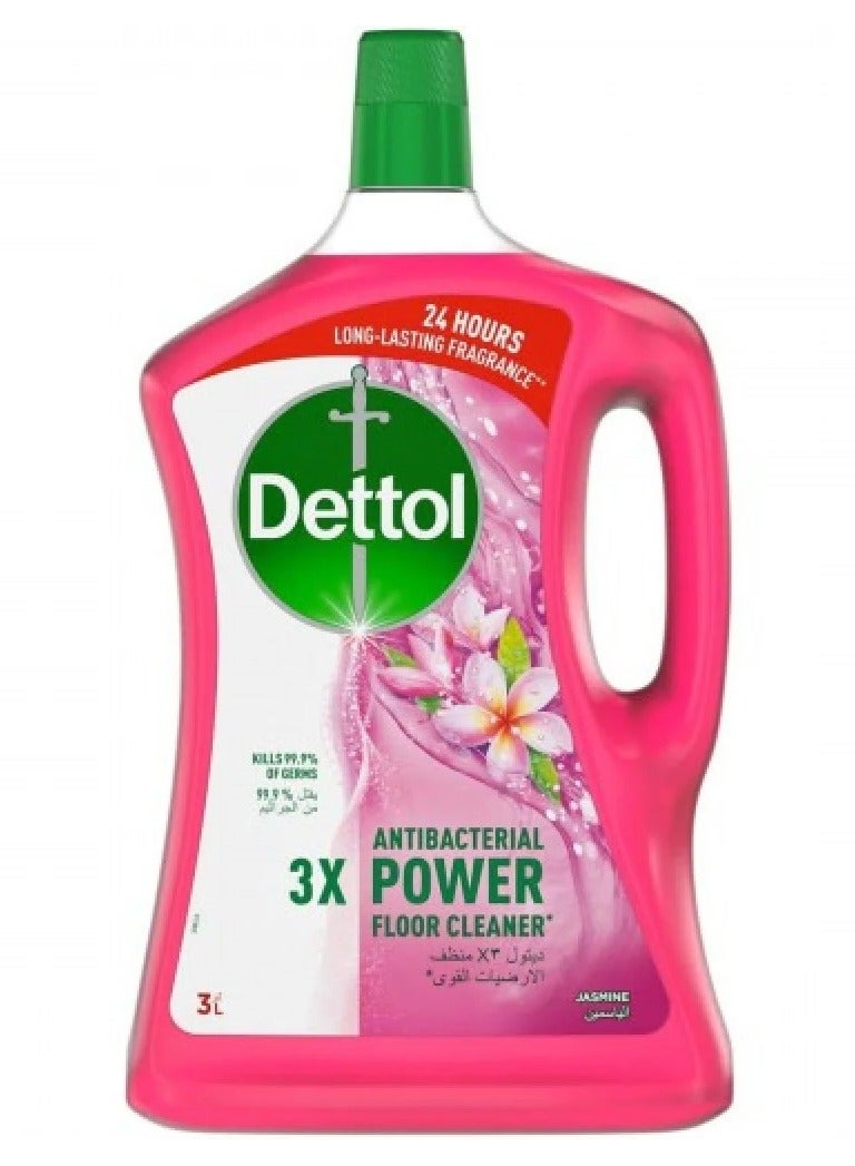 منظف الأرضيات القوي المضاد للبكتيريا بقوة تنظيف 3 مرات(يقتل 99.9% من الجراثيم)، برائحة الياسمين، 3 لتر