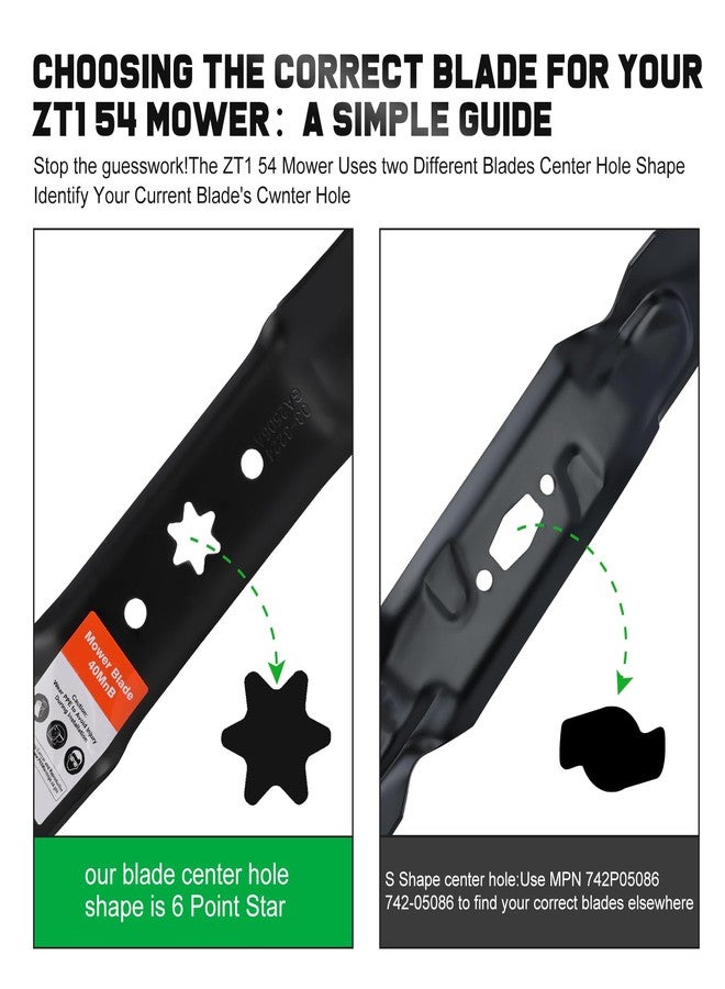 Grasscool ZT1 54 Blades for Cub Cadet Troy Bilt 942-05056A 942-05056 RZT L54 S54 Ultima ZT1-54 ZT2-54 XT1-54 XT2-54 54 inch Deck Lawn Mower(High Lift) - Image 2