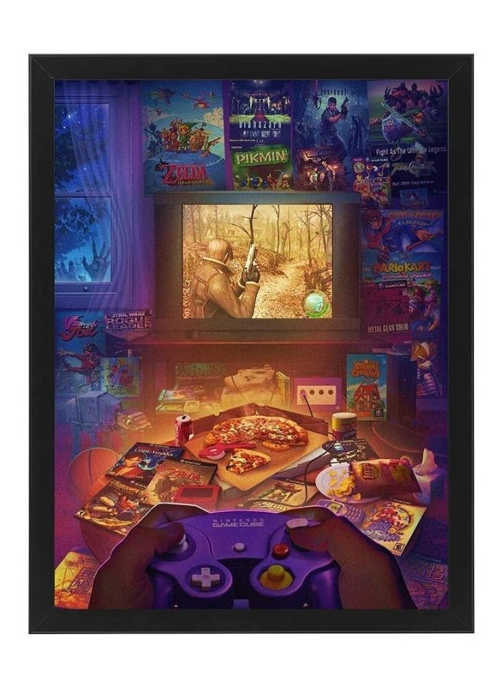 Digital Wall Art Poster Frame Retro Game Nintendo Game Cube Controller 21X30 cm
