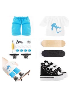 Excefore Finger Skateboard, Skateboard Accessories Tools Set, Mini Toys Kits, Doll Breakdance Mini Cloth Shoes, Pressure Gifts for Children Teens Adults, for Kids Party Favor  - Image 1