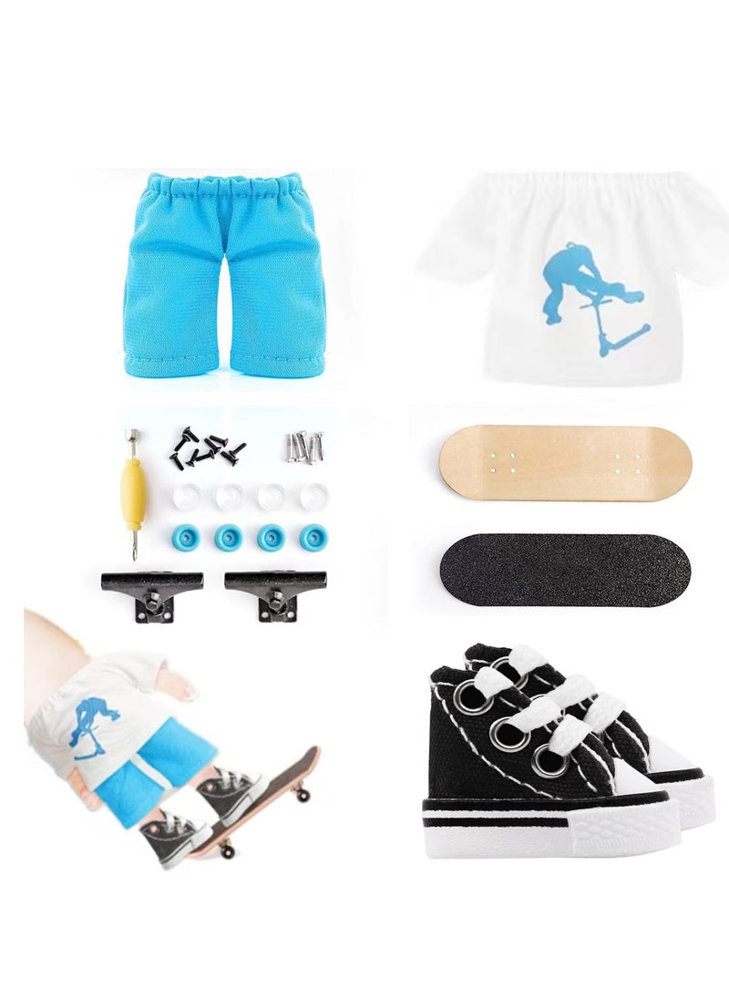 Excefore Finger Skateboard, Skateboard Accessories Tools Set, Mini Toys Kits, Doll Breakdance Mini Cloth Shoes, Pressure Gifts for Children Teens Adults, for Kids Party Favor  - Image 1
