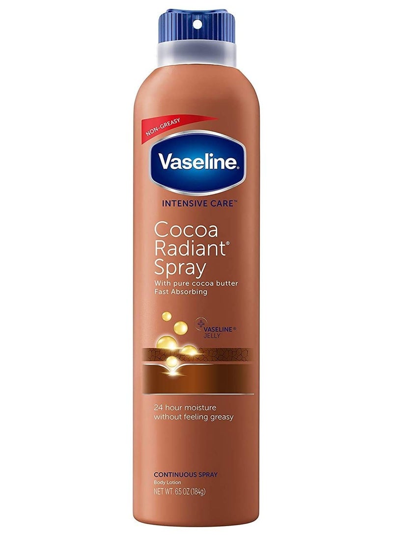 Vaseline intensive Care Moisturizer For Dry Skin Essential Healing Cocoa Radiant Aloe Soothe Fresh Body Spray 190ml (Pack of 3)  - Image 2