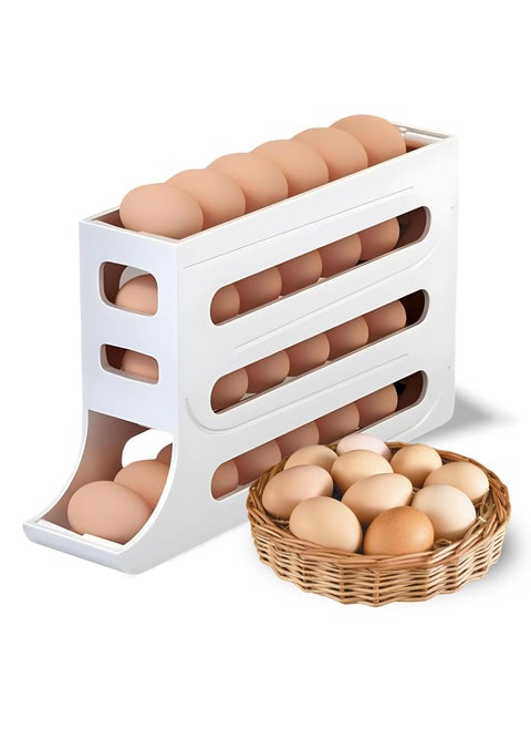 Refrigerator Egg Rack, 4 Tier Rolling Design, Holds 30 Eggs, Space Saving