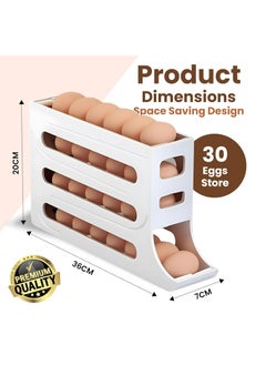Oasisgalore Refrigerator Egg Rack, 4 Tier Rolling Design, Holds 30 Eggs, Space Saving  - Image 2
