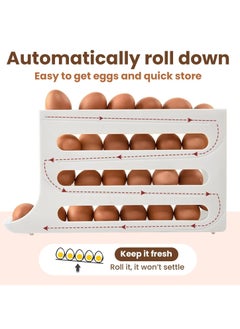 Oasisgalore Refrigerator Egg Rack, 4 Tier Rolling Design, Holds 30 Eggs, Space Saving  - Image 3