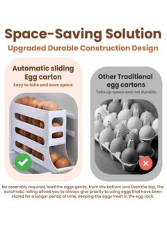 Oasisgalore Refrigerator Egg Rack, 4 Tier Rolling Design, Holds 30 Eggs, Space Saving  - Image 4