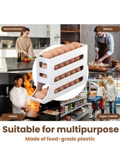Oasisgalore Refrigerator Egg Rack, 4 Tier Rolling Design, Holds 30 Eggs, Space Saving  - Image 5