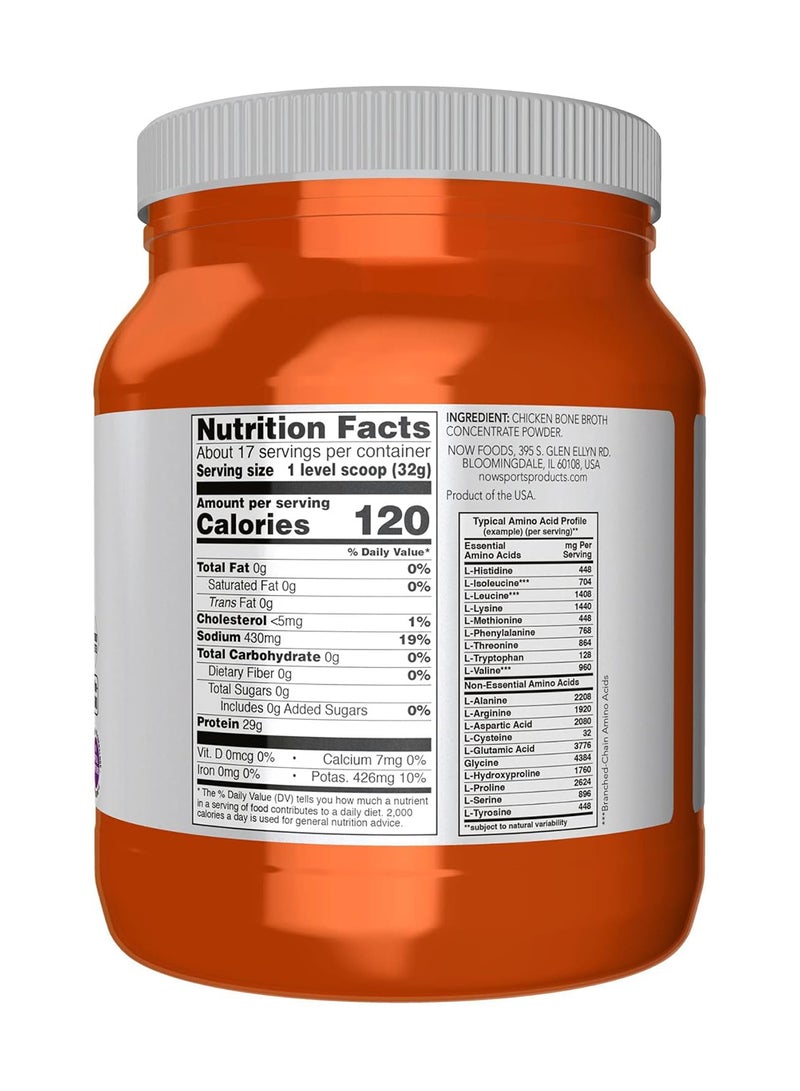Now Foods Chicken Bone Broth, Protein Powder - 1.2 lbs - Image 2