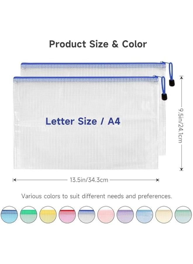 Generic Mesh Zipper Pouch Zipper Bags 20 Pcs, 10 Colors Puzzle Bag for Organizing Storage, Letter Size, A4 Size, Zipper File Bags for Organizing School Supplies, Office Appliances, Home and Travel Storage  - Image 2
