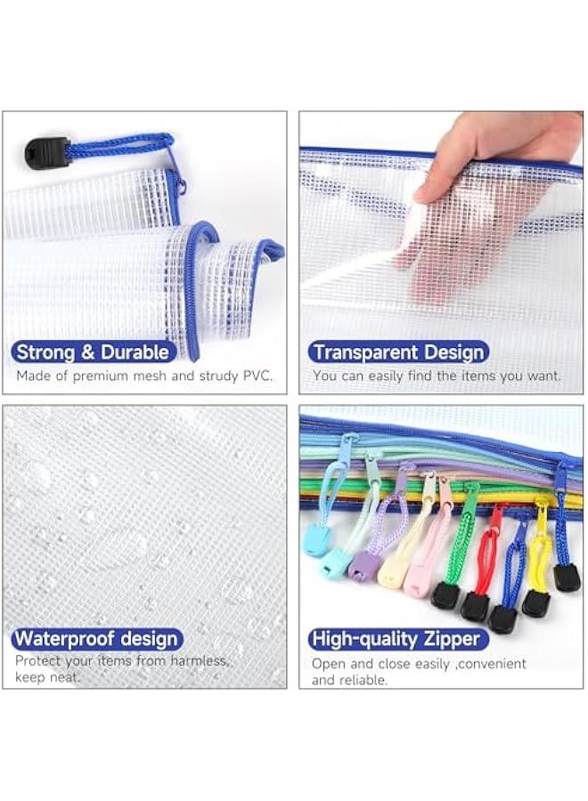 Generic Mesh Zipper Pouch Zipper Bags 20 Pcs, 10 Colors Puzzle Bag for Organizing Storage, Letter Size, A4 Size, Zipper File Bags for Organizing School Supplies, Office Appliances, Home and Travel Storage  - Image 3