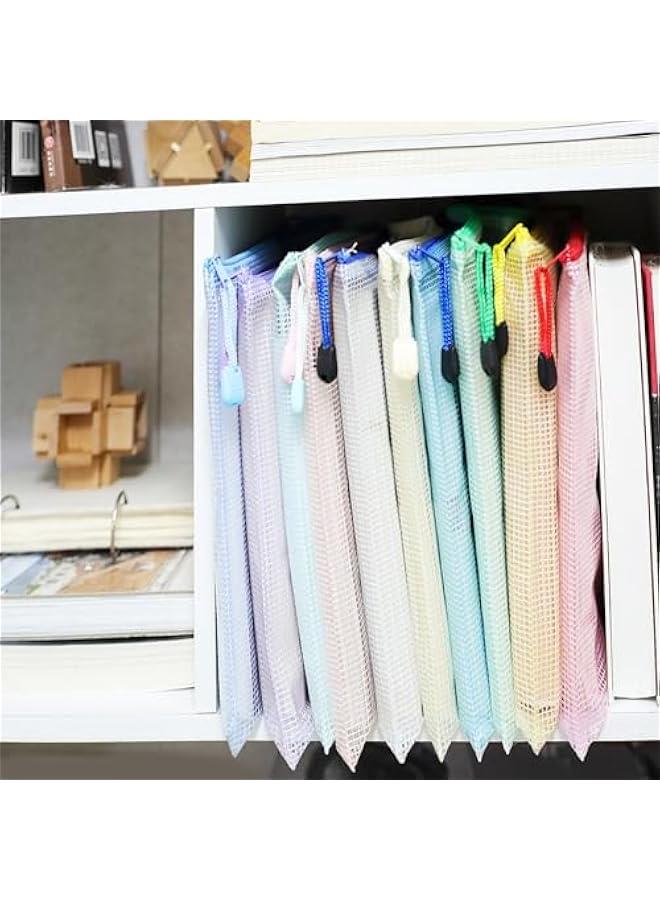 Generic Mesh Zipper Pouch Zipper Bags 20 Pcs, 10 Colors Puzzle Bag for Organizing Storage, Letter Size, A4 Size, Zipper File Bags for Organizing School Supplies, Office Appliances, Home and Travel Storage  - Image 4