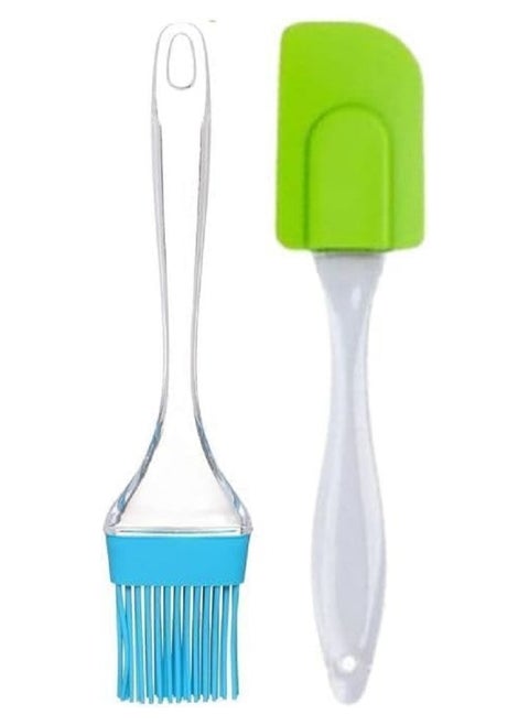 Silicone brush and spatula set, two-piece set, multi-colored