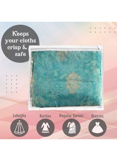 Kuber Industries Kuber Industries Foldable saree covers with Zip| Single Saree Storage Bags |Clothes Organiser for wardrobe |Transparent Top With Premium Zipper|Pack of 24 (White)  - Image 5