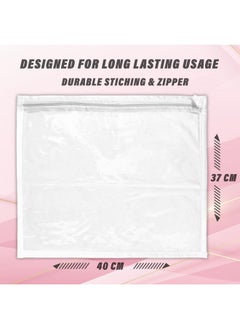 Kuber Industries Kuber Industries Foldable saree covers with Zip| Single Saree Storage Bags |Clothes Organiser for wardrobe |Transparent Top With Premium Zipper|Pack of 24 (White)  - Image 3