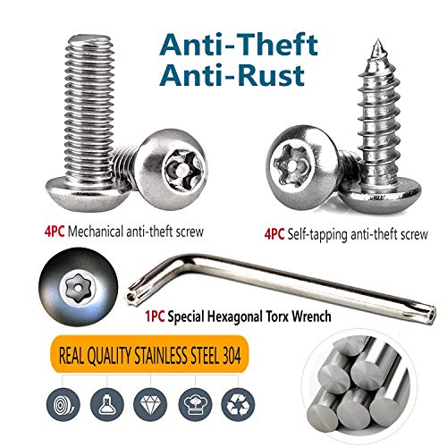 Aootf Anti Theft License Plate Screws -Stainless Steel Security Car Tag Screws Bolts, Tamper Resistant Mounting Hardware Kits for Front and Rear License Plate Frame Covers - Image 2