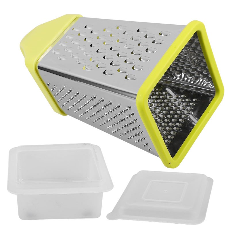 Green Multi Function Stainless Steel Cheese Grater Vegetable Slicer with 4 Sides and Storage Box for Home Cooking - Image 2