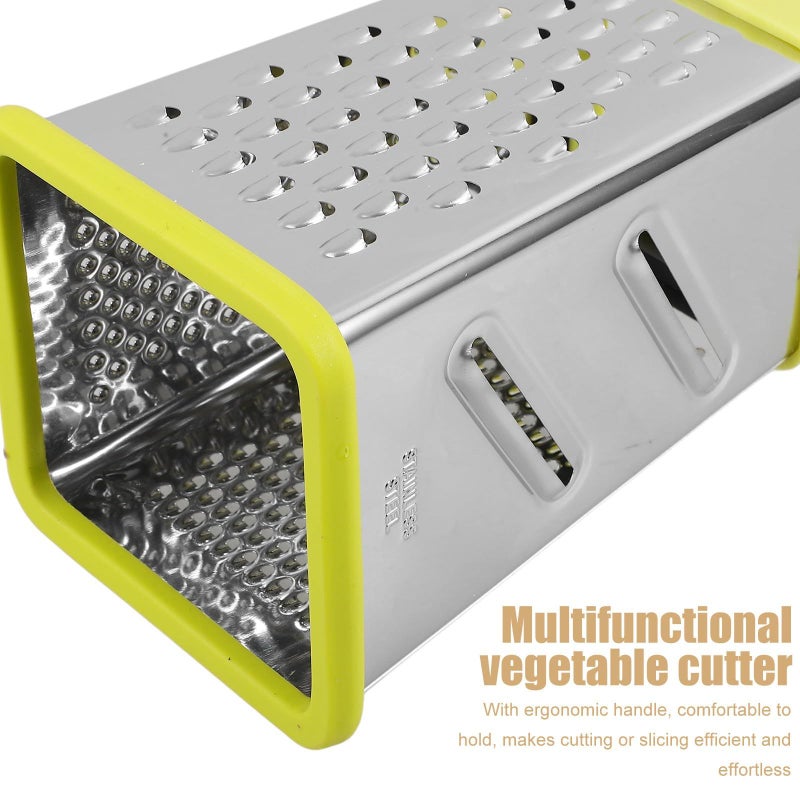 Green Multi Function Stainless Steel Cheese Grater Vegetable Slicer with 4 Sides and Storage Box for Home Cooking - Image 4