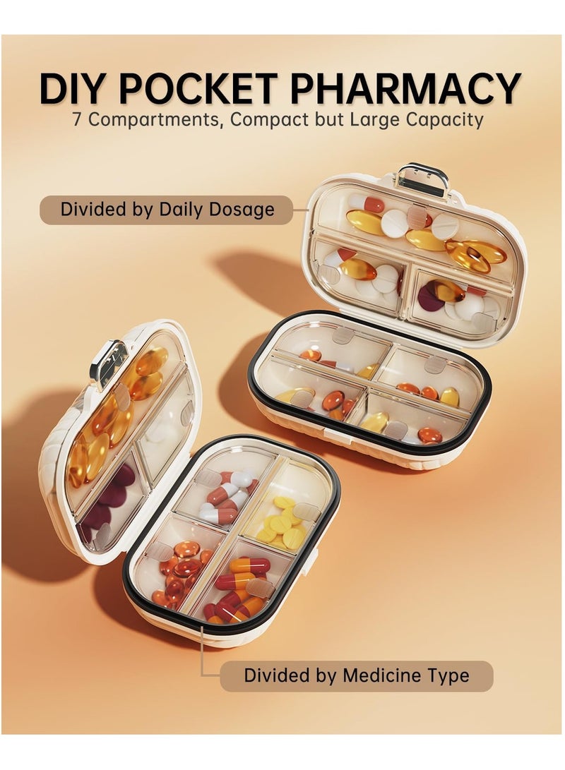 Weekly Daily Travel Pill Organizer, Small Pill Box 7 day Pocket Pharmacy, Portable Pill Case for Pocket Purse, Travel Size Pill Container Holder, Medicine Organizer Box for Vitamins, Fish Oil (1 Pack) - Image 3