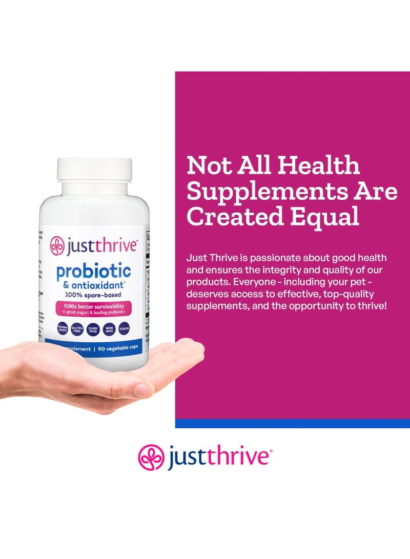 جاست ثرايف مكمل البكتيريا الحيوية ومضادات الأكسدة - دعم هضمي ومناعي قائم على الأبواغ 100% - خالي من الجلوتين، 30 كبسولة - Image 2