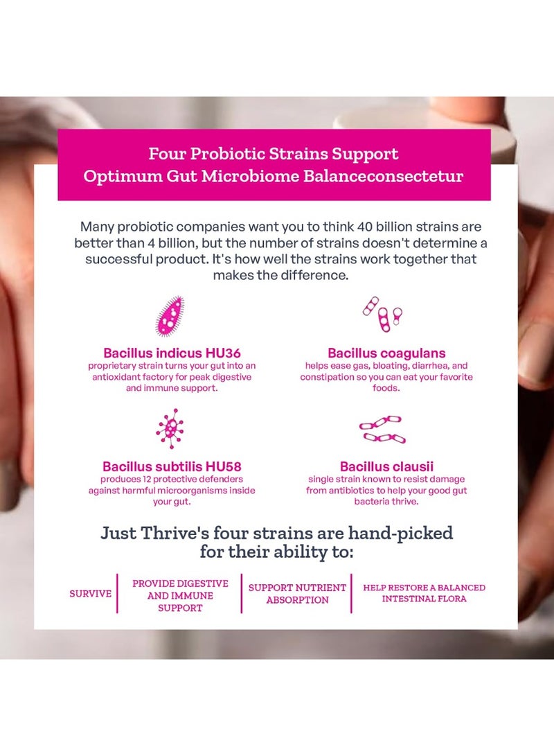 جاست ثرايف مكمل البكتيريا الحيوية ومضادات الأكسدة - دعم هضمي ومناعي قائم على الأبواغ 100% - خالي من الجلوتين، 30 كبسولة - Image 5