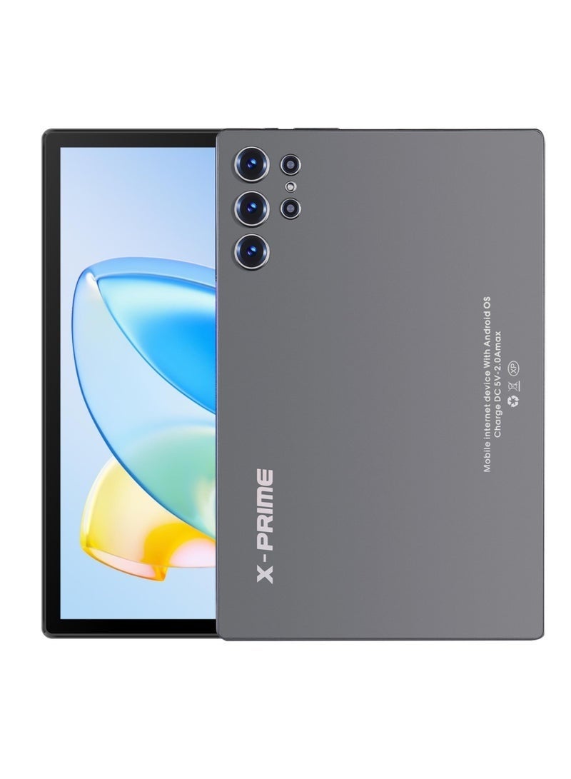 X - Prime تابلت أندرويد 15 S25 ألترا بشاشة AMOLED HD+ مقاس 10.1 بوصة مع لوحة مفاتيح وفأرة | 12 جيجابايت رام 512 جيجابايت روم، شريحة مزدوجة 5G + واي فاي، معالج ثماني النواة، تابلت ذكي للطلاب والأعمال – رمادي - Image 1