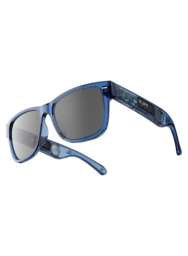 Kumi Meta V1 Smart Audio Glasses with TR90 Frame, Dual Speakers, AI Voice Assistant, Magnetic Charging, Waterproof IPX4 – Blue - Image 3
