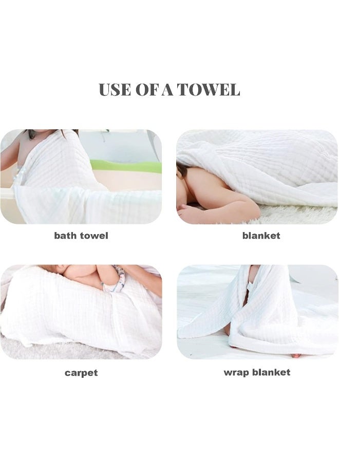Setaria Viridis Baby Muslin Towel Blankets- 3 Pack Newborn White Gauze Towel Odor Free Soft Baby Bath Towel 6 Layers for Boys and Girls 41.5"x 41.5" - Image 4