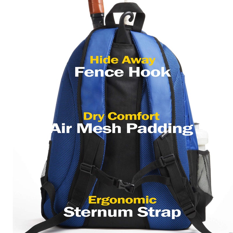 Athletico Premier Tennis Backpack - Tennis Bag Holds 2 Rackets in Padded Compartment | Separate Ventilated Shoe Compartment | Tennis Bags for Men or Women (Blue) - Image 5