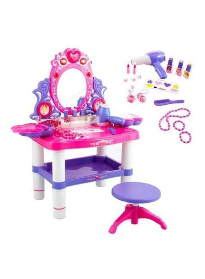 Toy Box Musical Dressing Table Playset With Accessories Bundle, Pink/White/Purple - Image 1