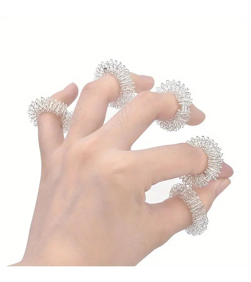 9 Random Color Finger Pressure Massage Rings 9pcs Hand - Image 5