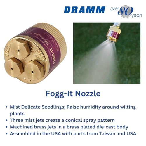 Dramm Fogg-It Mist Spray Nozzle with Brass Jets & Body, Perfect for Delicate Seedlings & Raising Humidty for Wilting Plants, Brass - Image 3