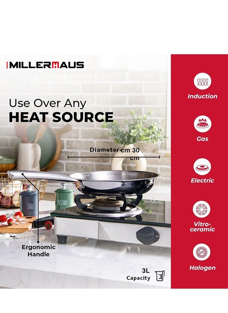 MILLERHAUS Millerhaus Tri-Ply Frypan 30cm Stainless Steel  - Image 2