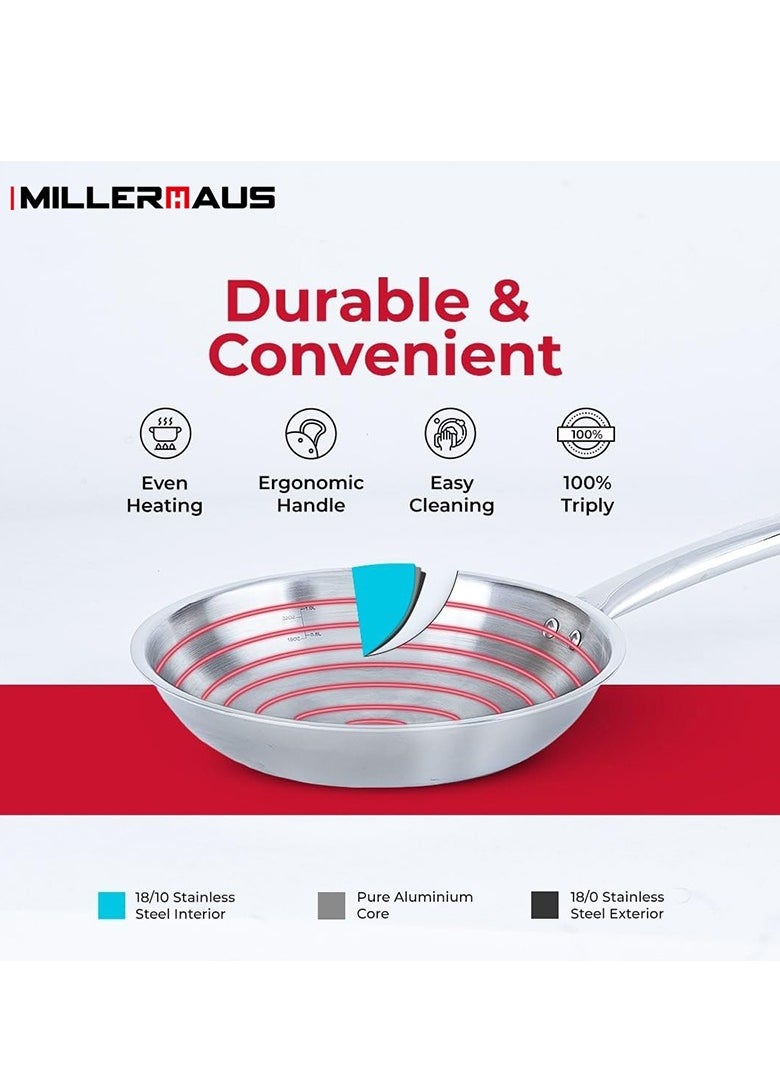 MILLERHAUS Millerhaus Tri-Ply Frypan 30cm Stainless Steel  - Image 4