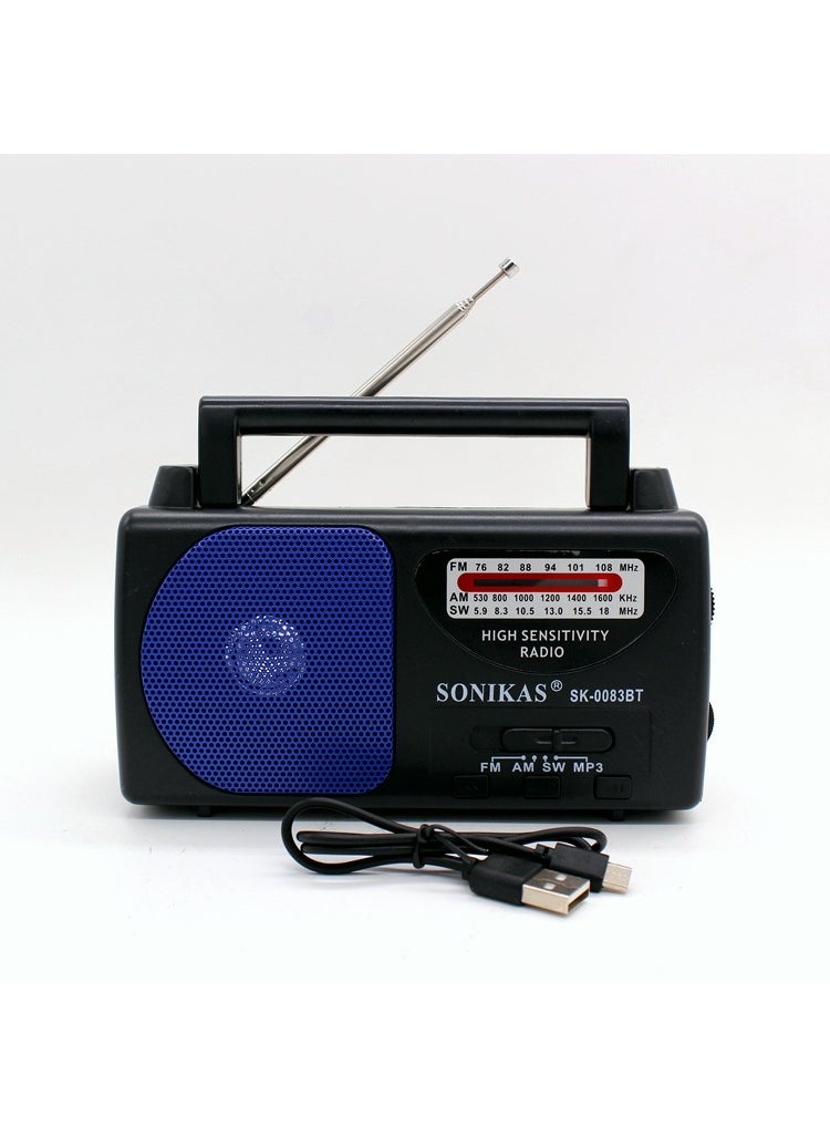 راديو ثلاثي النطاق مع مشغل MP3 وبلوتوث باللون الأزرق للبيع بالجملة