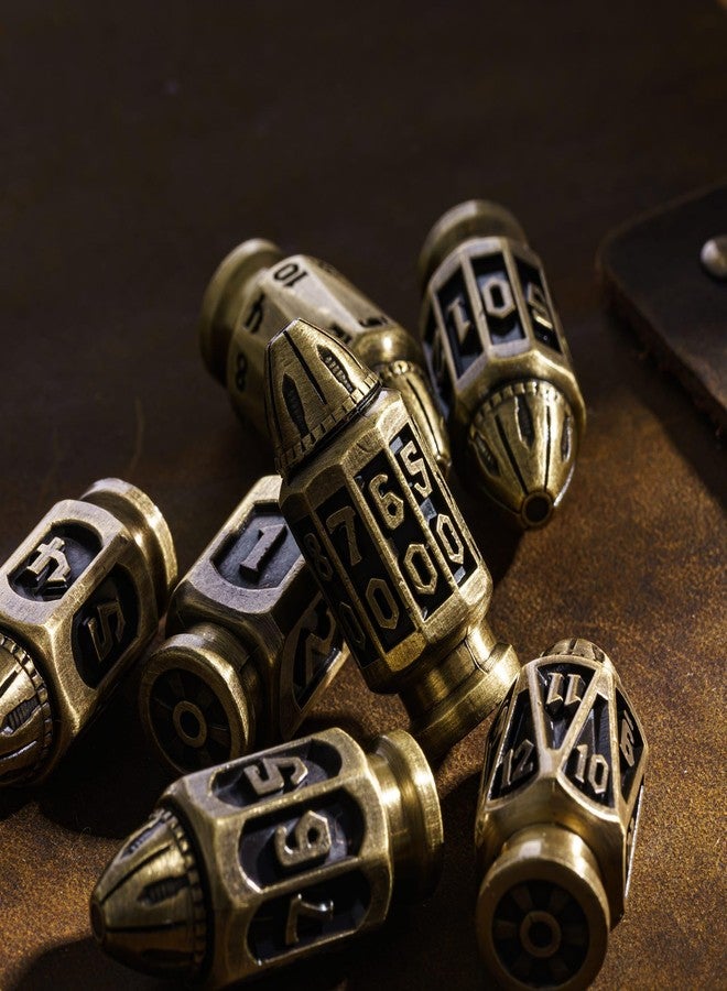 UDIXI Metal DND Bullet Dice Set, 7-Die Polyhedral Metal Dice Set with Unique Container for D&D, Role Playing Game or Other Tabletop Games（Ancient Bronze） - Image 3