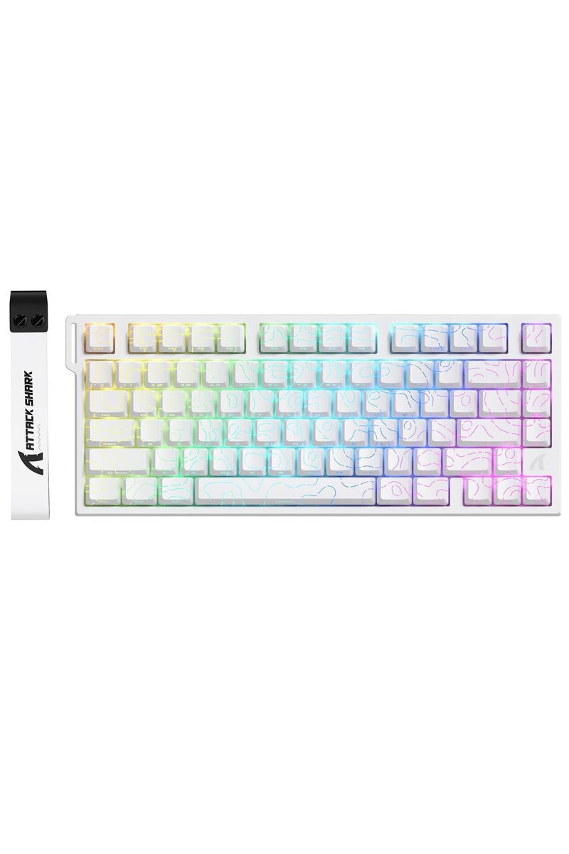 هجوم القرش لوحة مفاتيح الألعاب الميكانيكية السلكية R82HE Rapid Trigger TKL NKRO مع استطلاع 8K، ودقة RT 0.005 مم، ومعدل مسح 256K، وعزل الصوت بخمس طبقات، ومفتاح مغناطيسي بتأثير هول لأجهزة الكمبيوتر الشخصية وأجهزة ماك (محيط أبيض) - Image 1