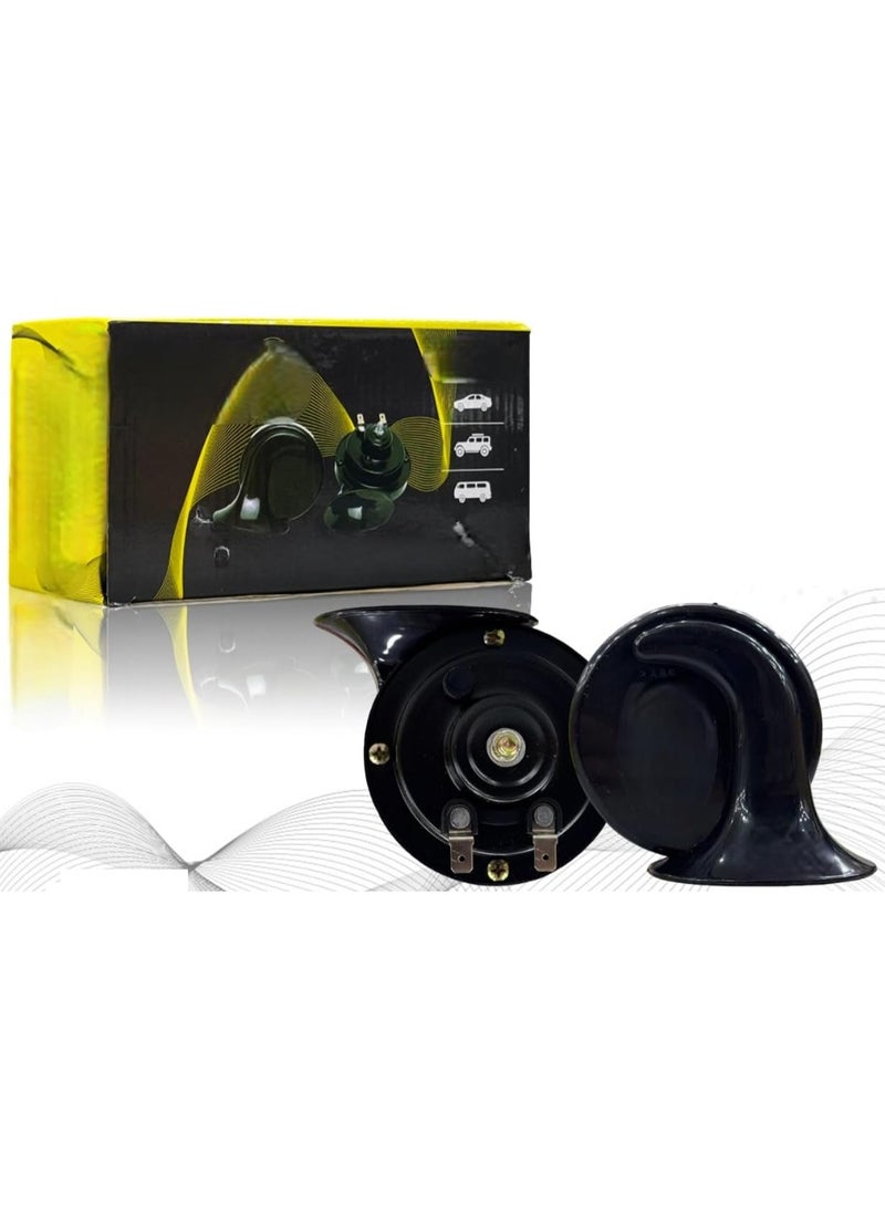 Universal Vehicle Horn Set HR-221 12V, Black Dual Electric Horns for Cars and Vans, Automotive Compatible - Image 1