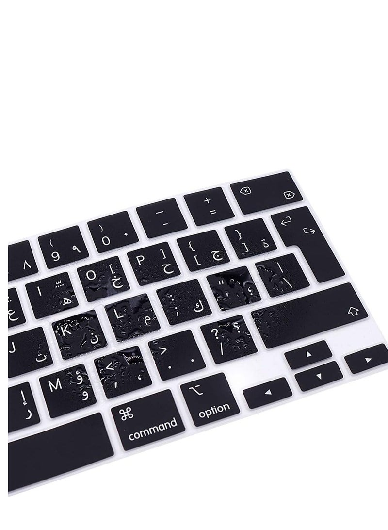 Arabic Language Ultra Thin Silicone Keyboard Cover for 2021 2020 MacBook Air 13 Inch A2179 and A2337 Apple M1 Chip (EU Layout) with Touch ID Keyboard Accessories Protective Skin (Black)  - Image 4