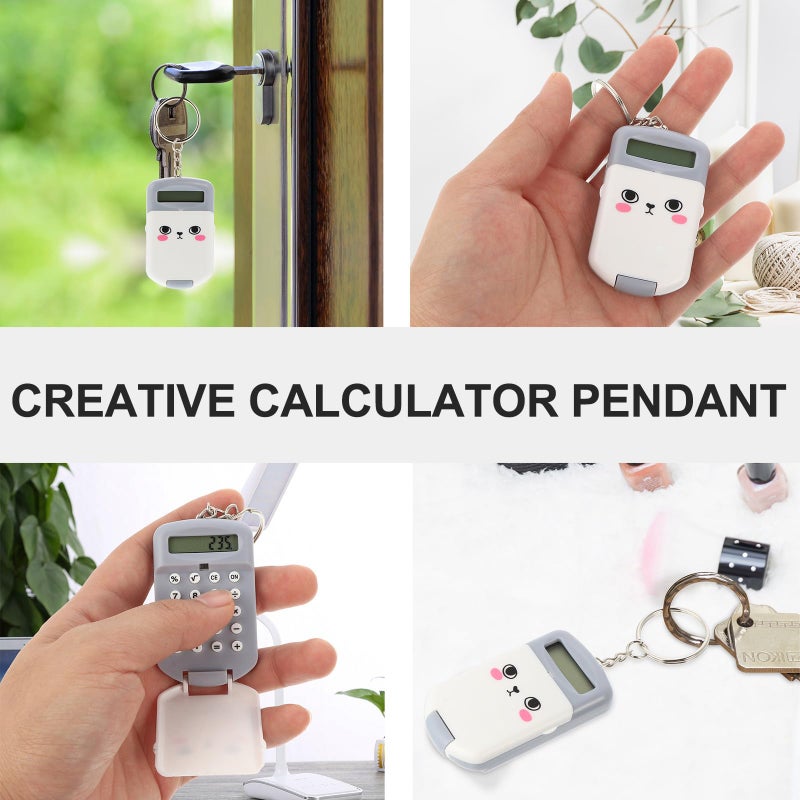 2Pcs Mini Portable Calculator Set Gray Basic Functions LCD Display Lightweight Exam Tool - Image 5