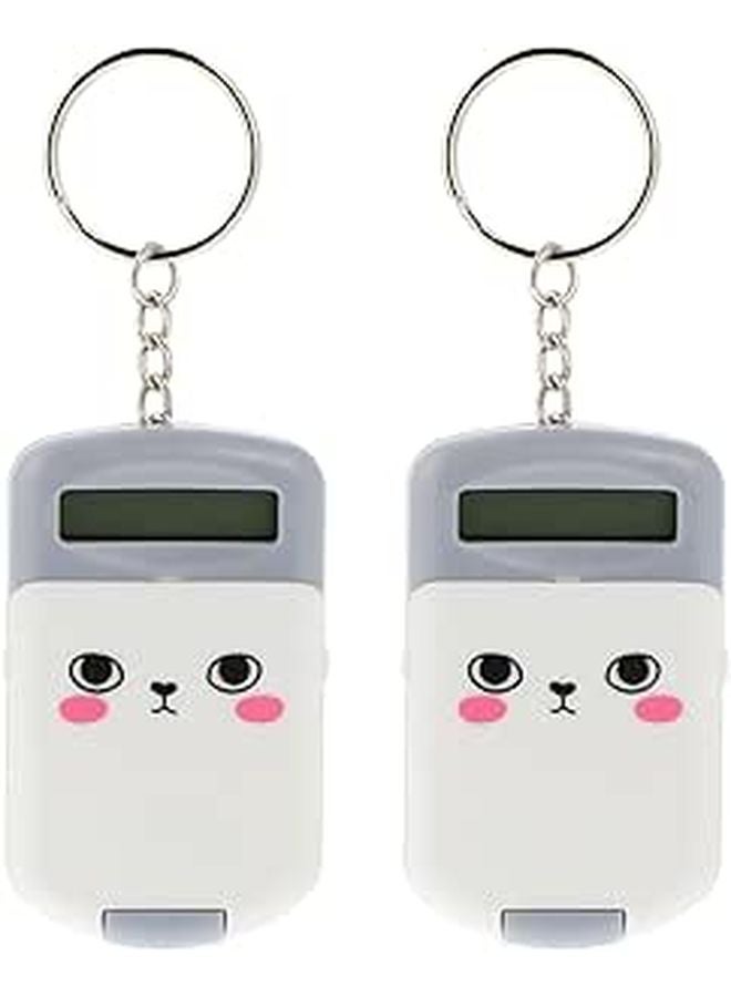 2Pcs Mini Portable Calculator Set Gray Basic Functions LCD Display Lightweight Exam Tool - Image 1
