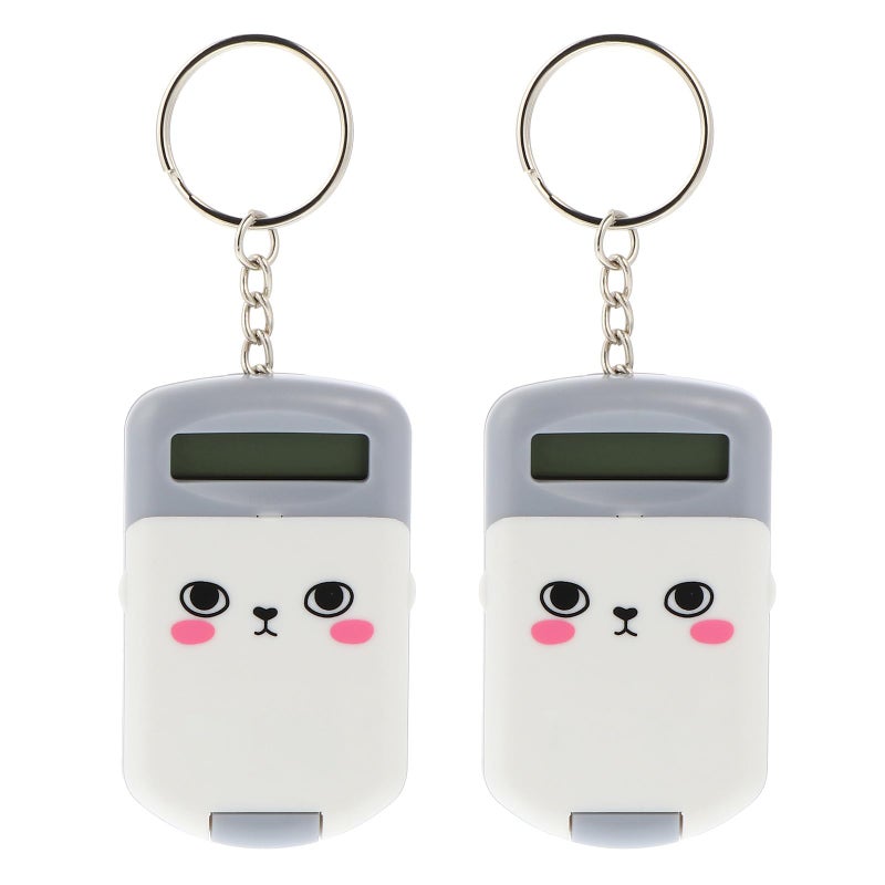 2Pcs Mini Portable Calculator Set Gray Basic Functions LCD Display Lightweight Exam Tool - Image 2