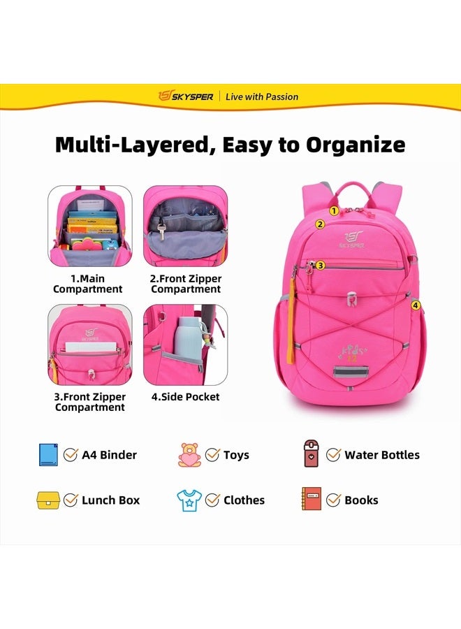 SKYSPER Kids Hiking Backpack 12L Children School Bag Child Boy Girl Pack Ages 4-8 for Traveling Day Trips Classes Camping(Pink)  - Image 4