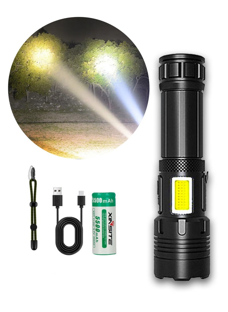 Rechargeable LED Flashlights  P70 High  Lumens Super Bright Flashlight High Powerful Flash Light 5 Modes  Light IPX6 Waterproof  26650 Battery for Outdoor Emergency Camping Hiking - Image 1