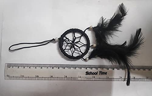 SoilMade Black Car Dream Catcher, Round Shape, Feather and Metal Made, Size Aprox 7inches and 25g, Pack of 1 Car Dream Catcher in Box - Image 3